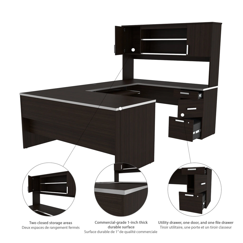 U-Shaped Desk with Pedestal and Hutch M9067