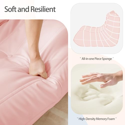 Pink Faux Leather Memory Foam Bean Bag Chair P871788