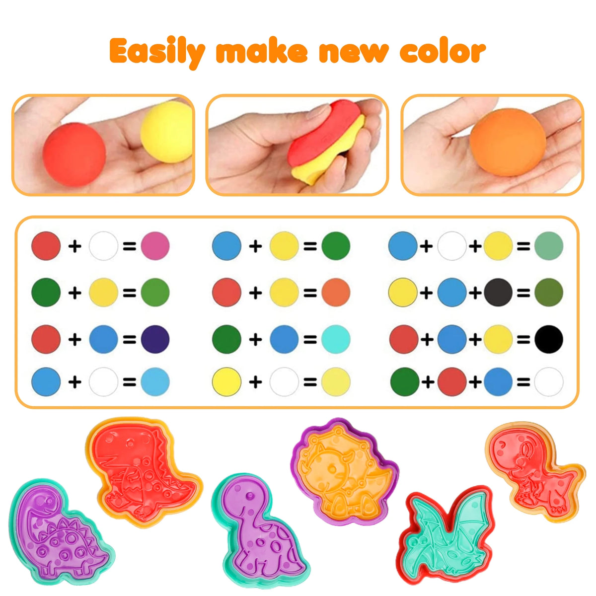 22 Pcs Play Dough Set with Dinosaur Molds F450073