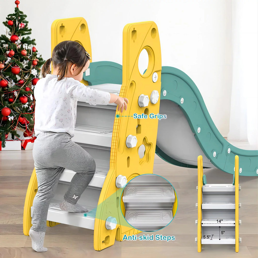 6 in 1 Toddler Slide and Swing Set with Basketball Hoop G62021