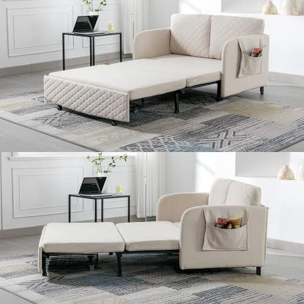 Linen Loveseat Sleeper Sofa with Pull-Out Bed K4524