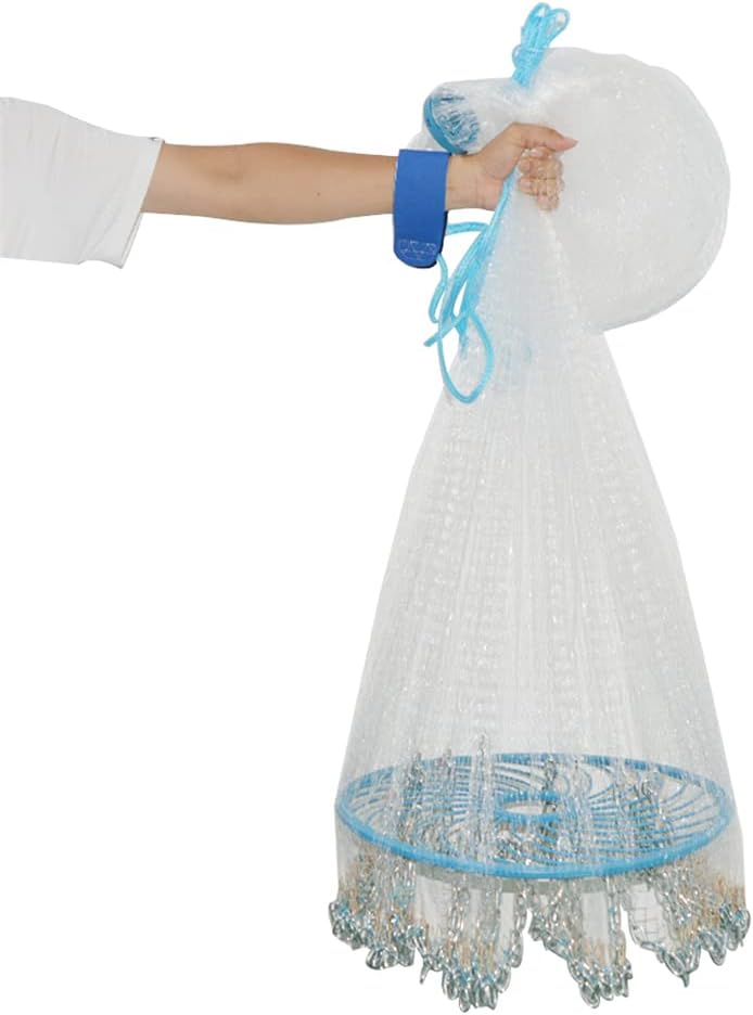 Hand Cast Net with Flying Disc for Fishing Tools 7 8 9 10 12ft Radius I12159