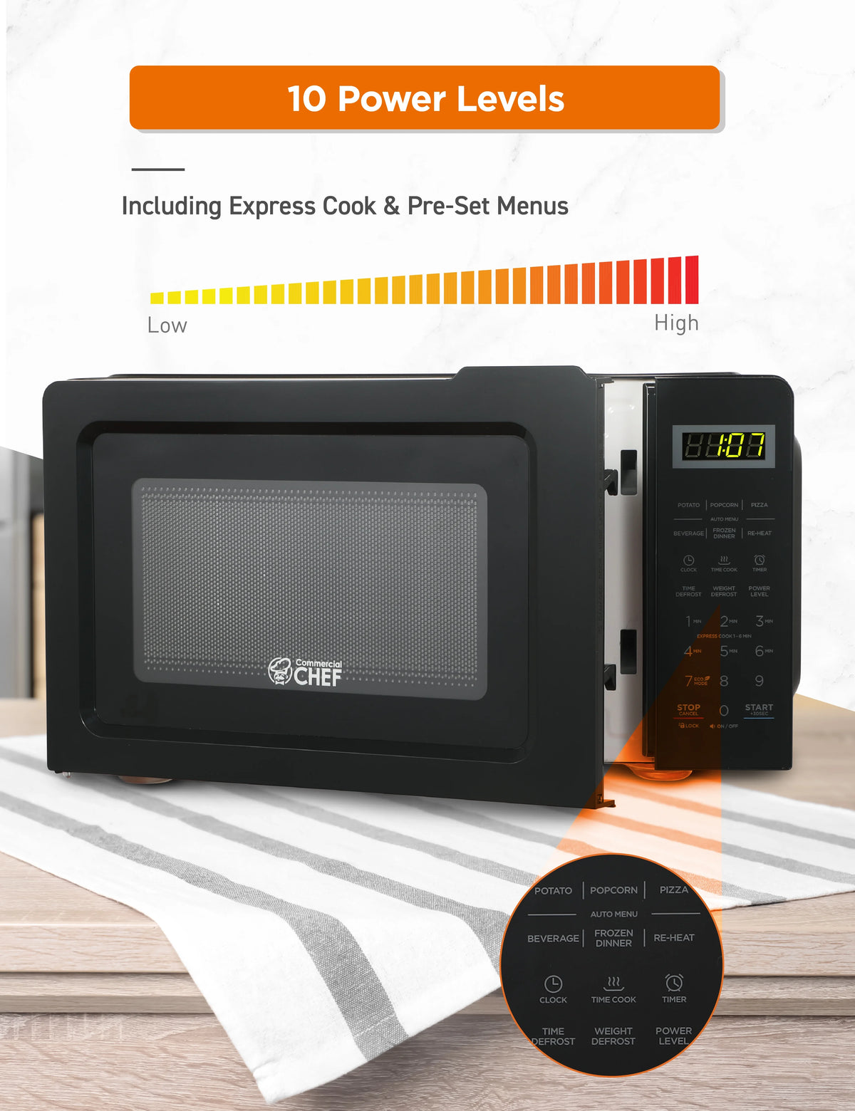 0.7 Cubic Feet 700 Watt Stainless Steel Microwave Oven X11207