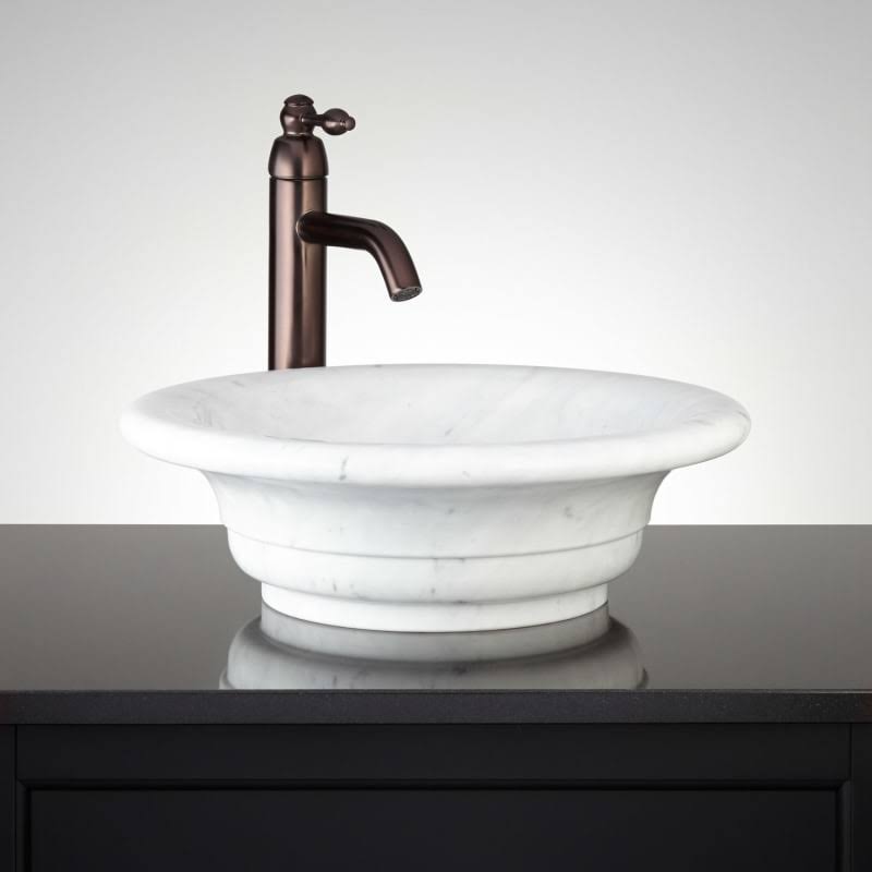 17x22 Carrara Marble Vessel Bathroom Sink Y43651
