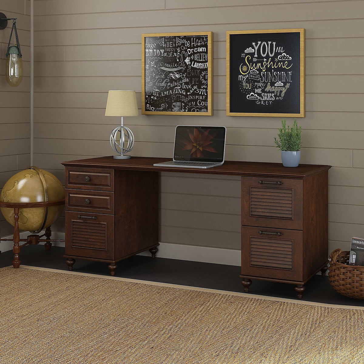 Coastal Cherry Double Pedestal Desk U748