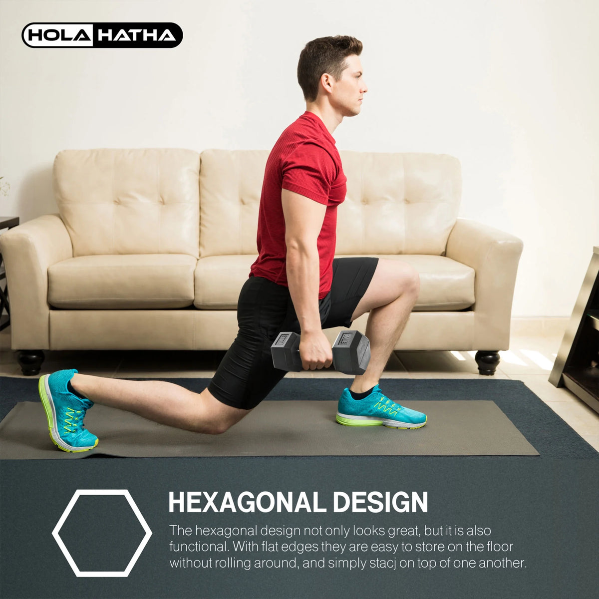 5, 10, 15, 20 and 25 Pound Hexagonal Dumbbell Weight Set with Rack W414842