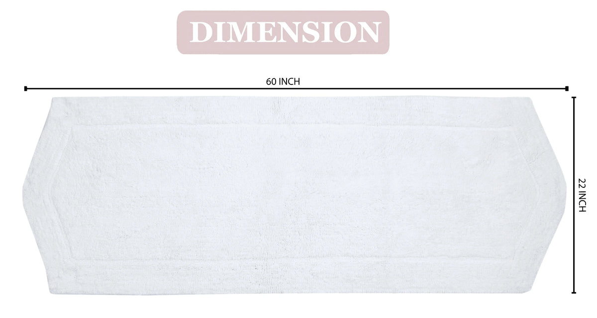 100% Cotton Tufted Non-Slip Machine Washable Bath Rug, 22"x60" White B87353