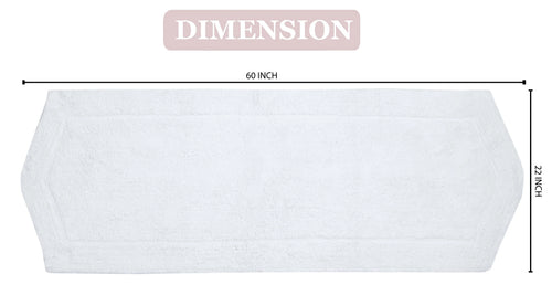 100% Cotton Tufted Non-Slip Machine Washable Bath Rug, 22"x60" White B87353