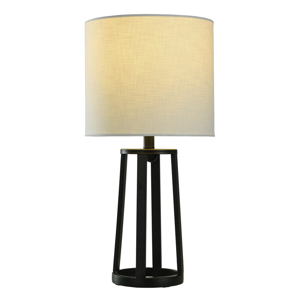 Matte Black Table Lamp with Drum Shade R692