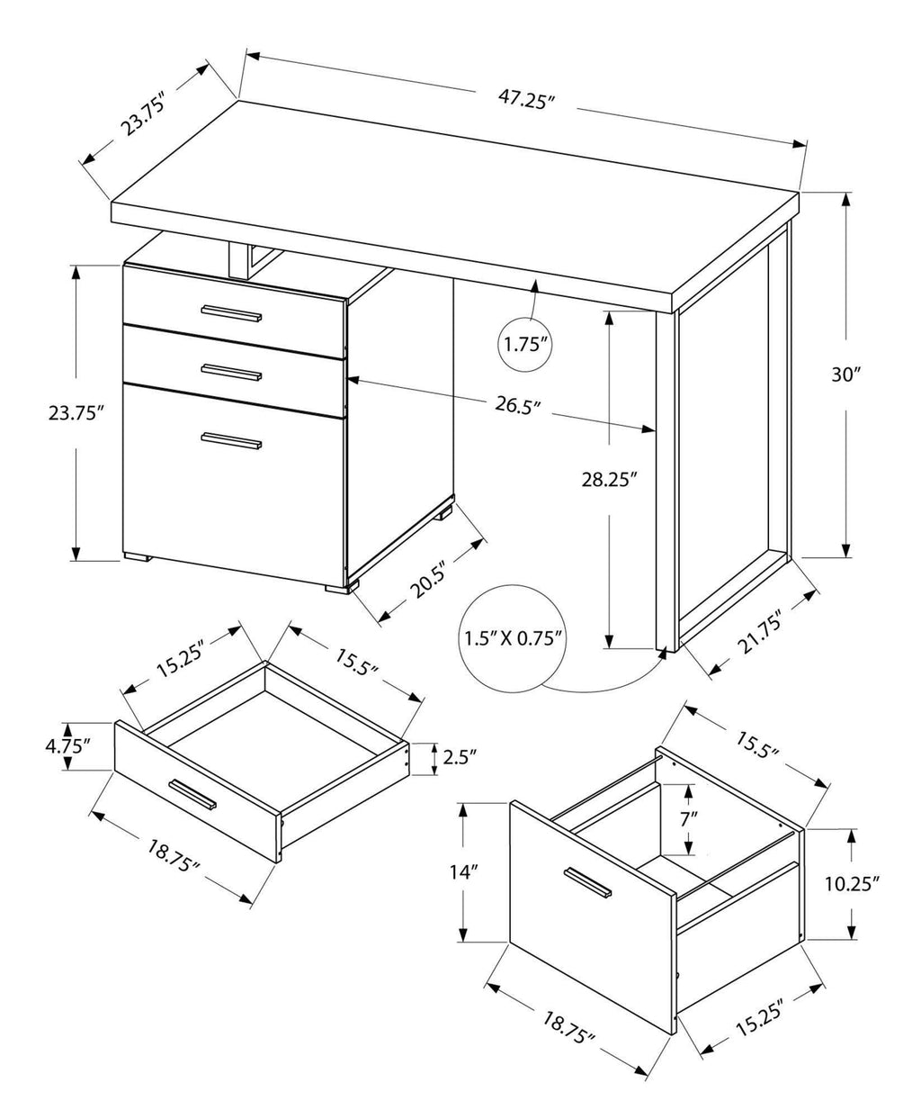 Brown Black Particle Board Metal Computer Desk P8251
