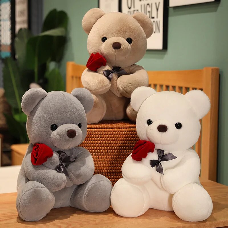 Grey Teddy Bear Plush Toy 23cm Z651