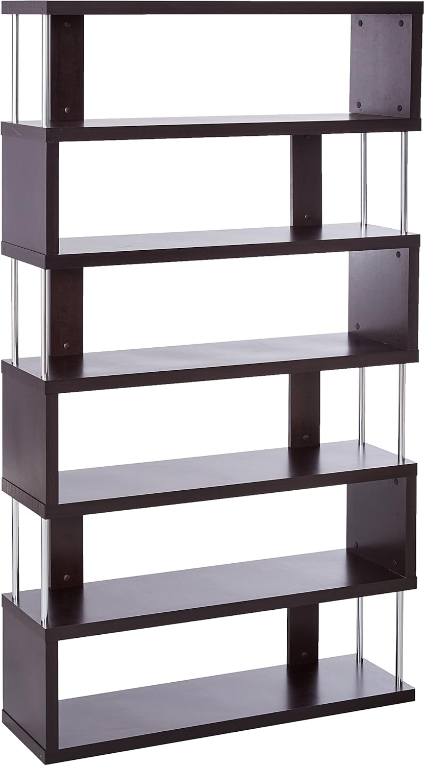 6-Shelf Dark Brown Bookcase X5233