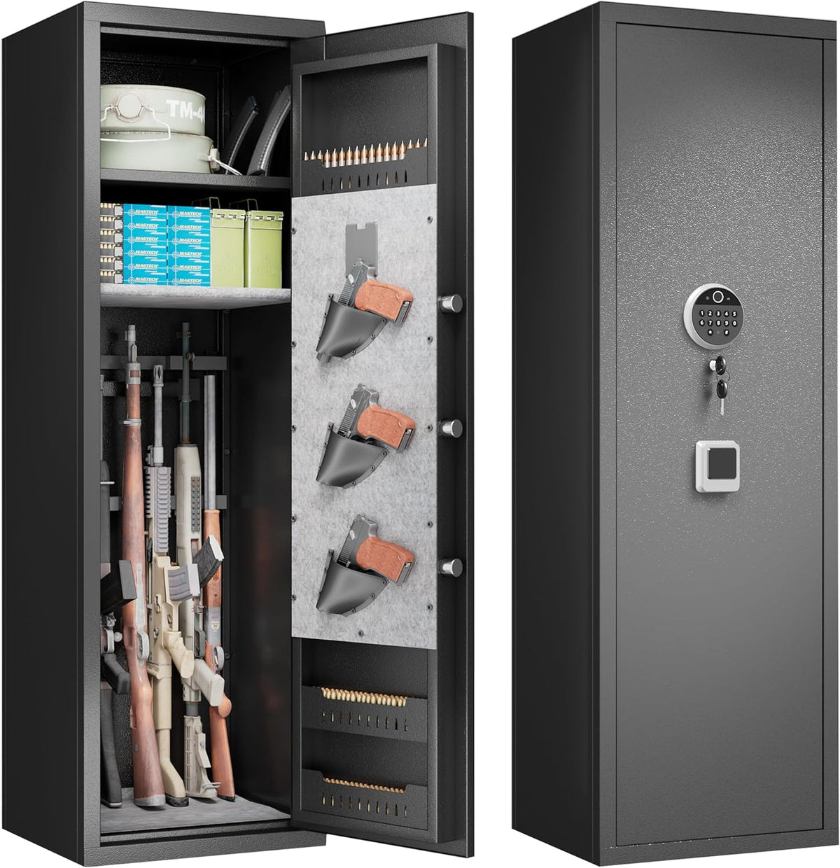 Biometric Fingerprint Fireproof Gun Safe with Ammunition Storage Rack and Led Light Y95677