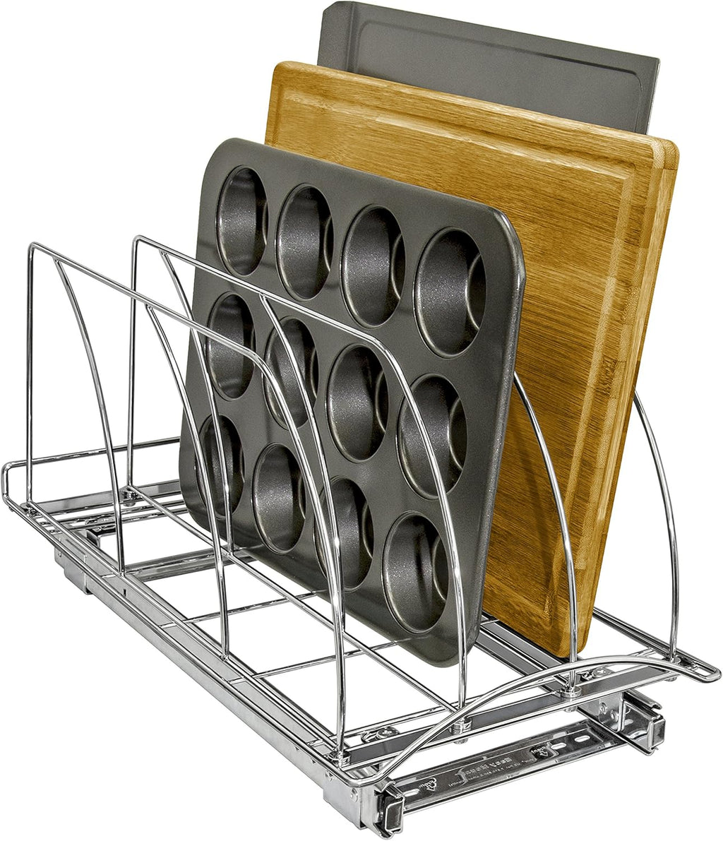 Chrome Slide Out Cutting Board and Tray Organizer, 10 inch wide x 21 inch deep, Pack of 2 O418