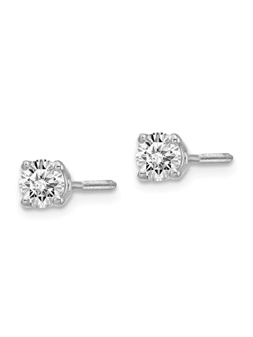 14K White Gold Lab Grown Diamond Solitaire Stud Earrings with Screwbacks L72601