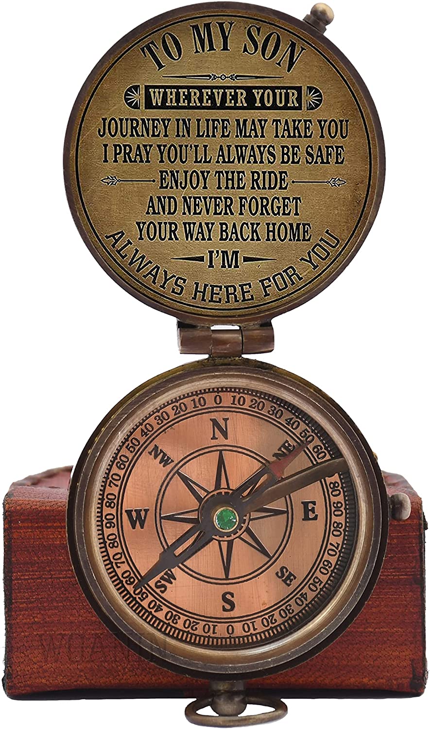 Antique Brass Compass with Case P891683