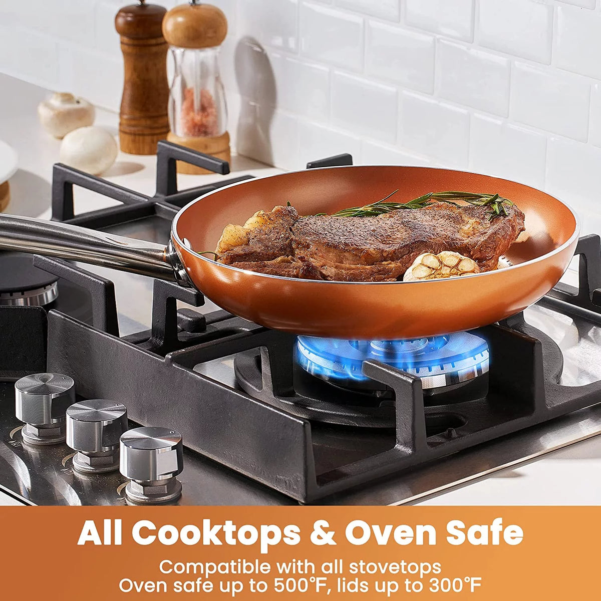 10 Piece Nonstick Ceramic Cookware Set with Stainless Steel Handles H28548