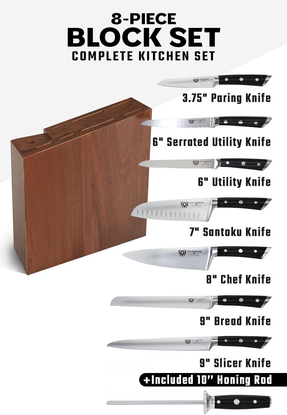 8 Piece German High Carbon Steel Kitchen Knife Set F645