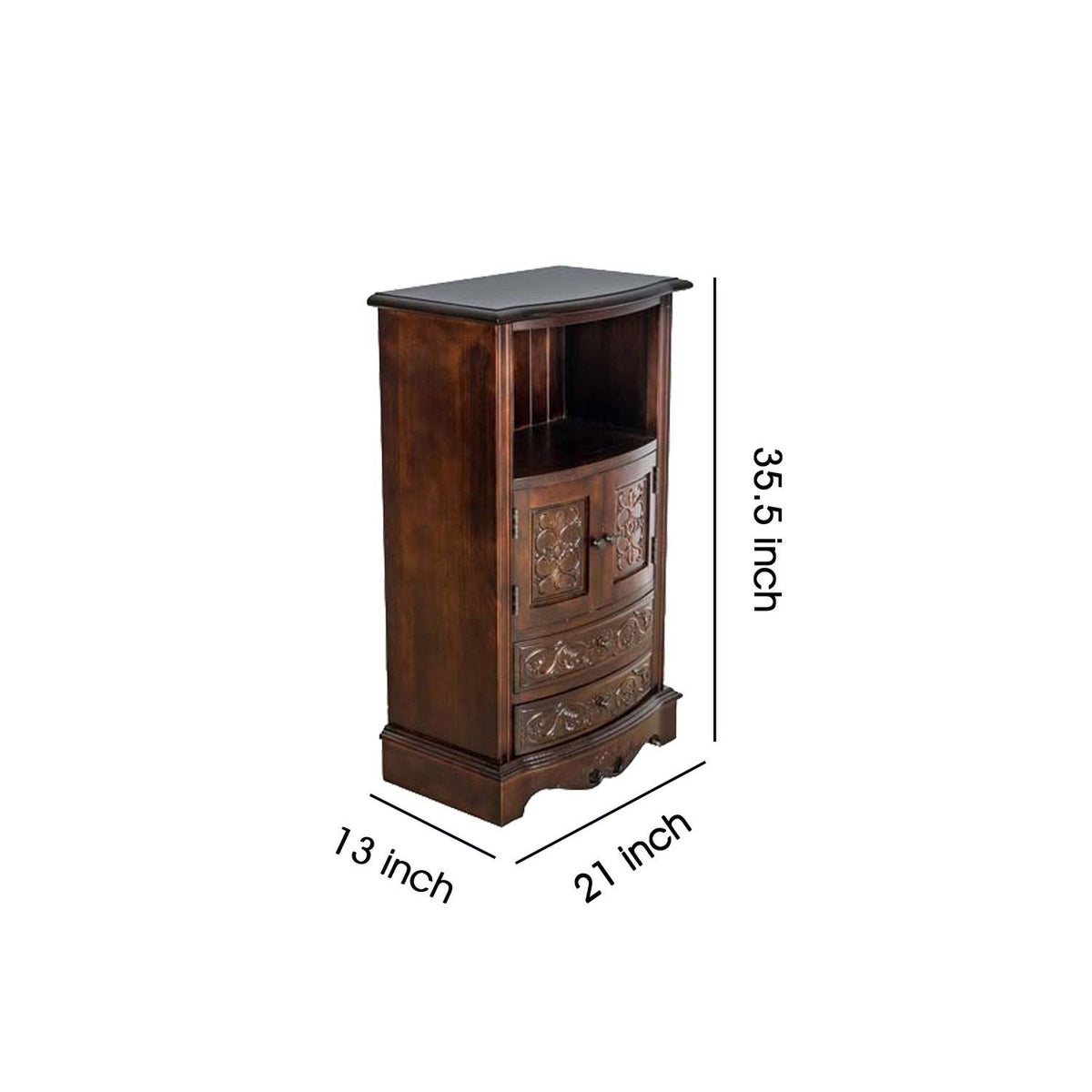 Brown Wooden Storage Cabinet with 2 Drawers and 2 Doors I419