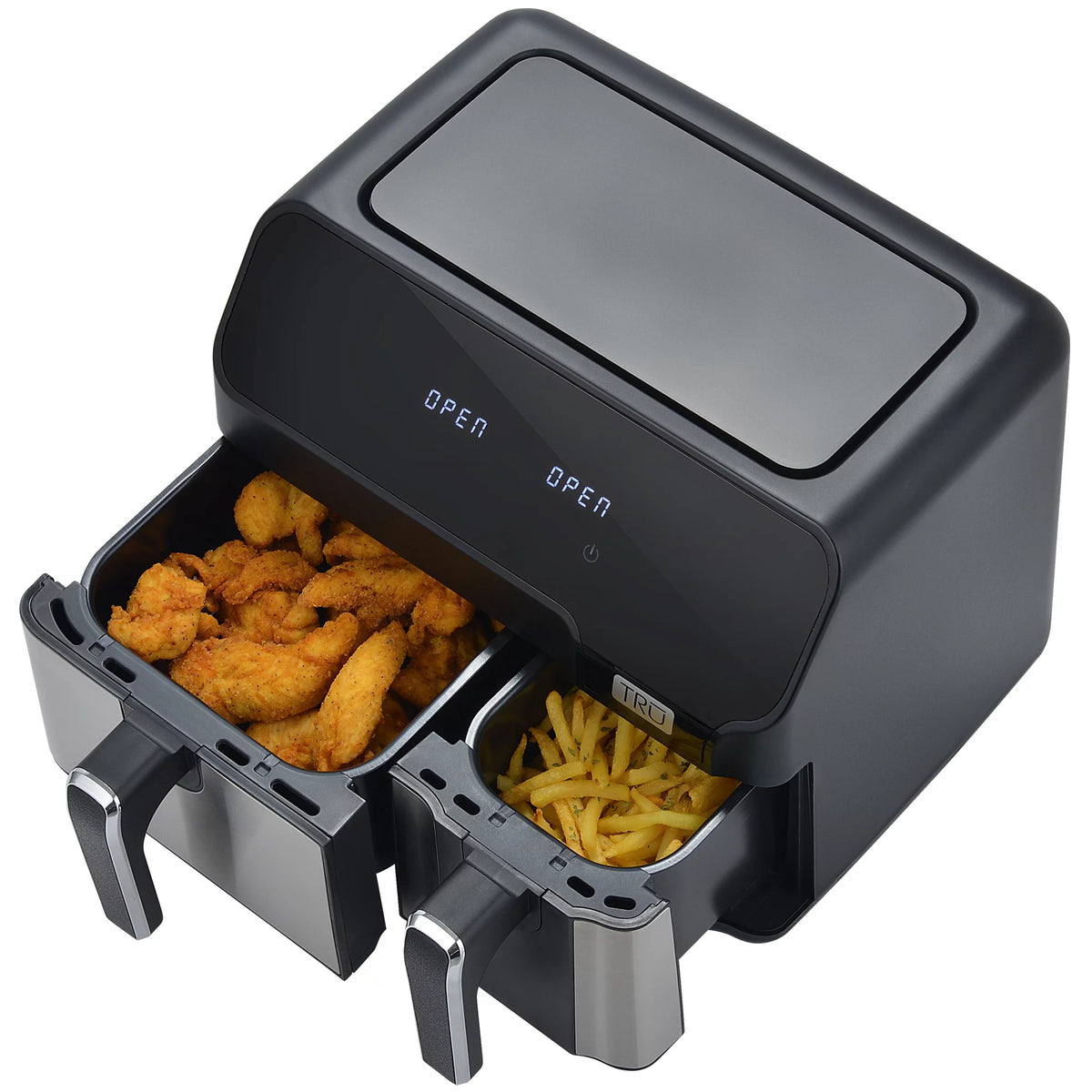 9 Quart Dual Basket Digital Air Fryer Black and Stainless N715