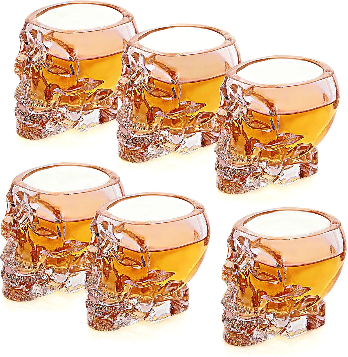 2.8 oz Set-of-6 Skull Shaped Clear Shot Glass O557