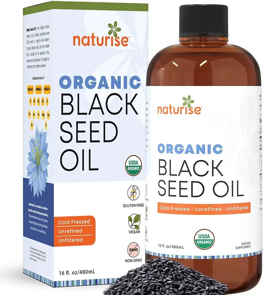 Organic Cold Pressed Black Seed Oil 16 Fl Oz H1298