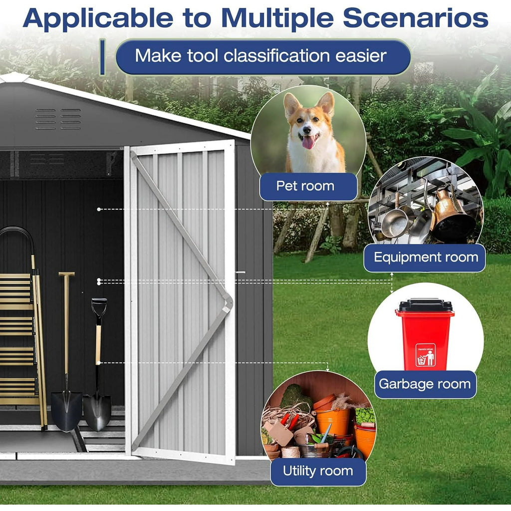 6' x 4' Galvanized Steel Outdoor Storage Shed with Lockable Doors Q9689