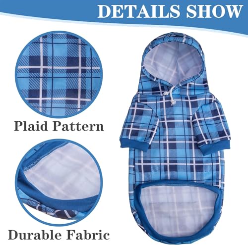Plaid Dog Hoodie with Leash Hole, Beige Medium O6428