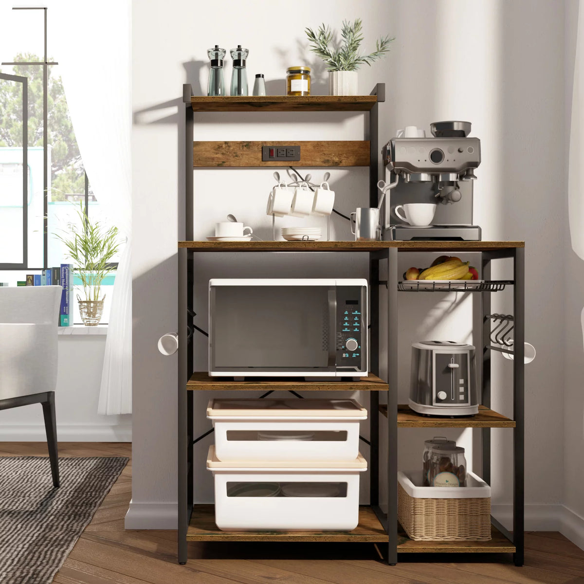 Wood Kitchen Storage Rack with Power Outlet F169822