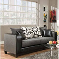 Charcoal Polyester Square Arm Sofa V92098