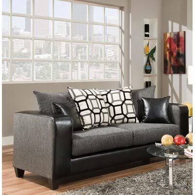 Charcoal Polyester Square Arm Sofa V92098