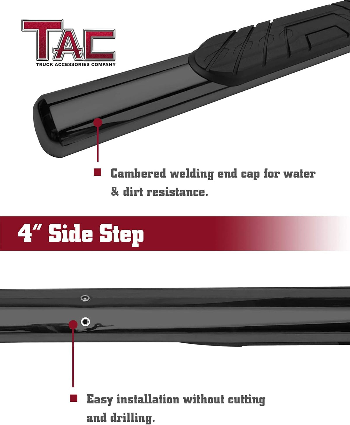 Black Oval Side Bars Nerf Bars Step Rails for Toyota Tacoma Access Cab D45667