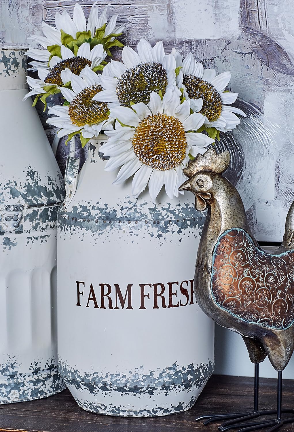 White Brown Decorative Milk Can J5677