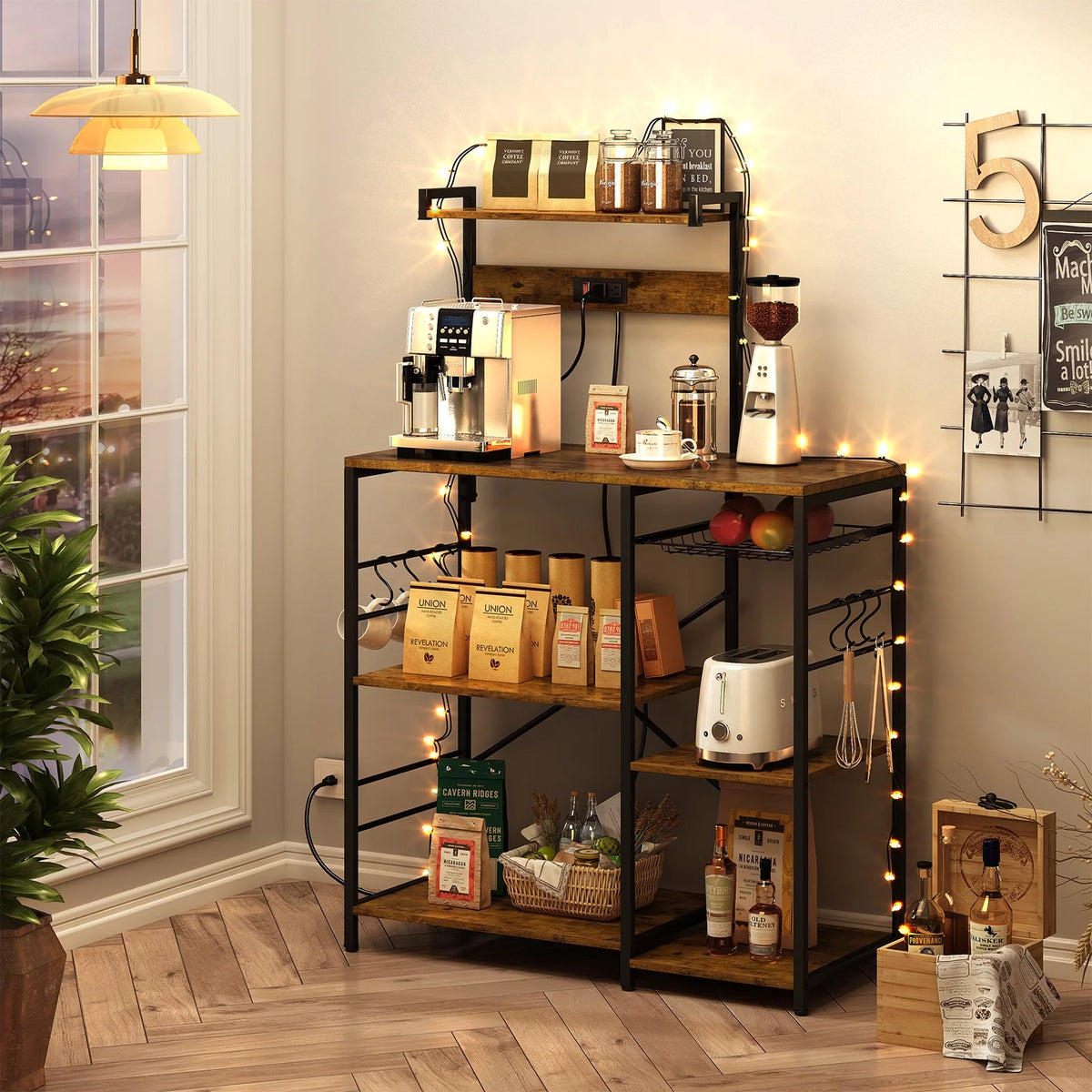 Wood Kitchen Storage Rack with Power Outlet F169822
