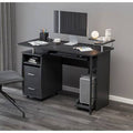 Computer Office Desk Table with Storage Shelves and File Cabinet T186