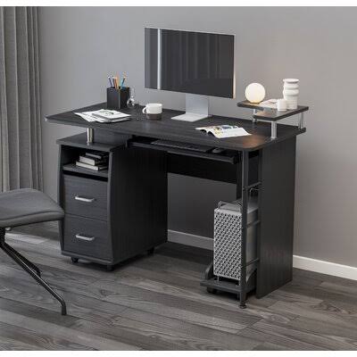 Computer Office Desk Table with Storage Shelves and File Cabinet T186