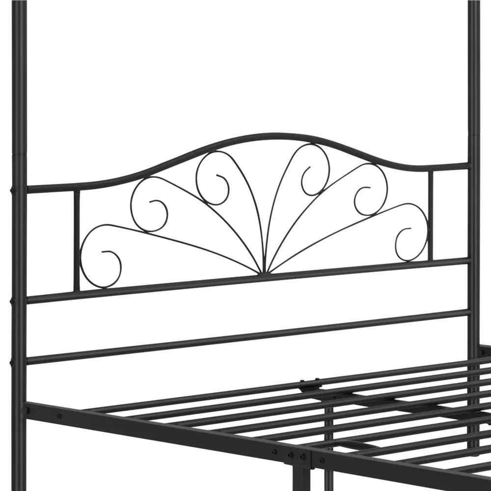 Queen Size Black Metal Canopy Platform Bed K192036