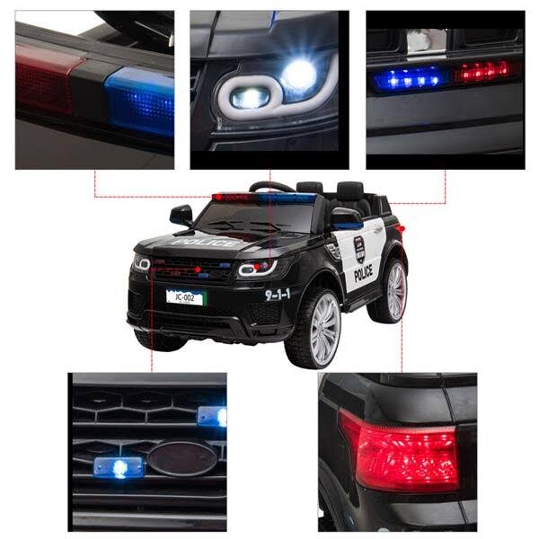 12V Kids Police Ride on Car Electric Cars 2.4G Remote Control LED Flashing Light Y751869