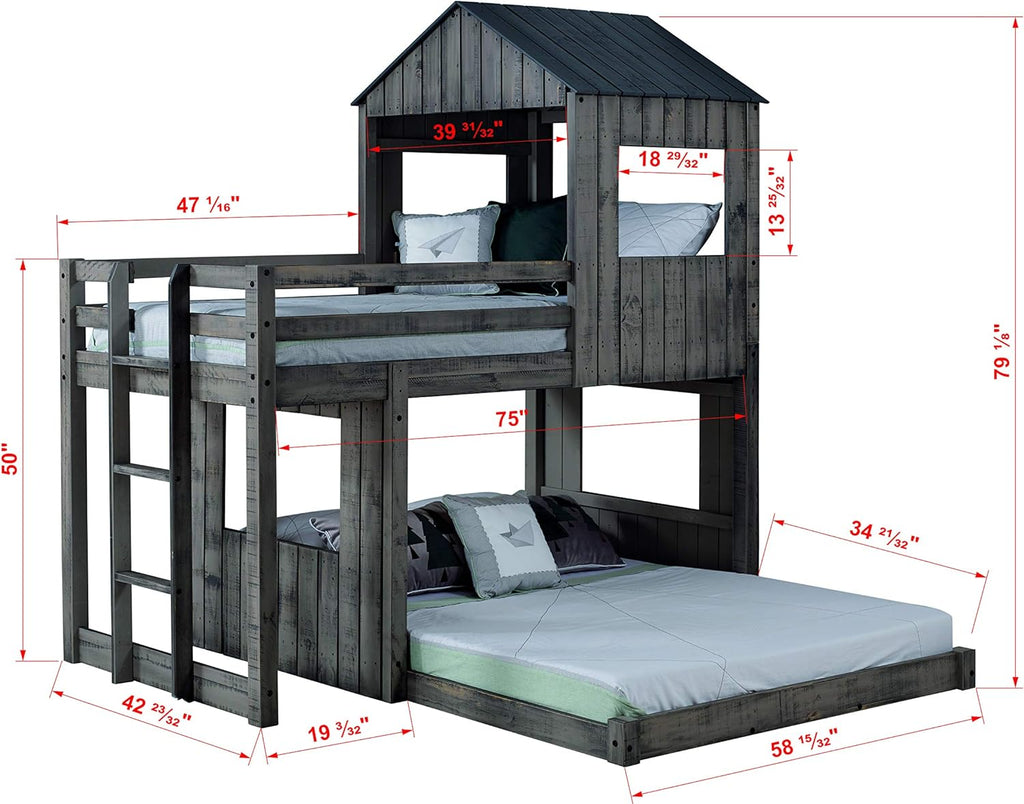 Rustic Dirty Grey Twin over Full Loft Bunkbed B266300