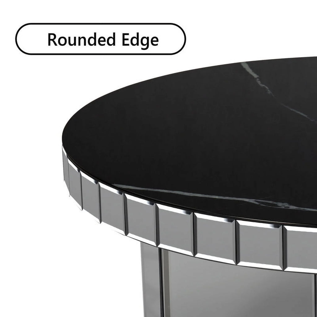 Grey Round Marble Textured Coffee Table R616