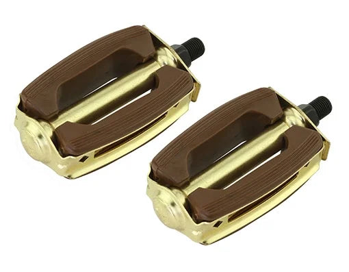 Rubber Pedals 1/2 Brown and Gold, Pair, Bike Part for Cruiser, BMX, Lowrider, Trike U1557
