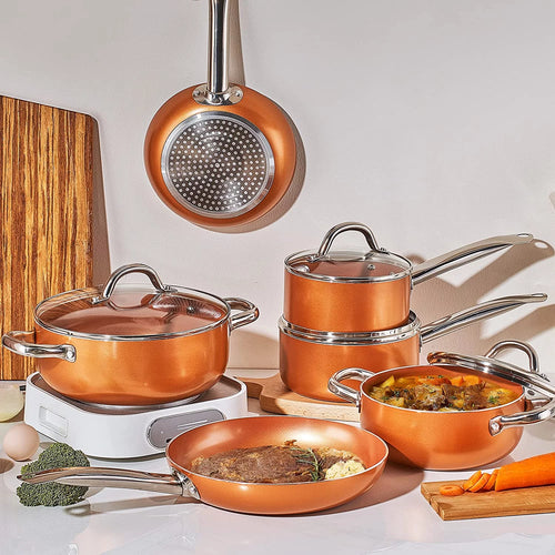 10 Piece Nonstick Ceramic Cookware Set with Stainless Steel Handles H28548