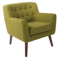 Green Fabric Chair with Coffee Legs F3590