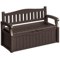 75 Gallon Outdoor Storage Benches Lockable Deck Box Waterproof UV Resistant Grey I2435