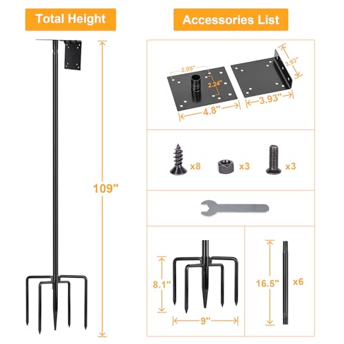 Heavy Duty Bird Feeder Pole with 5-Prong Base Z3012