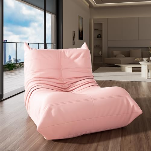 Pink Faux Leather Memory Foam Bean Bag Chair P871788