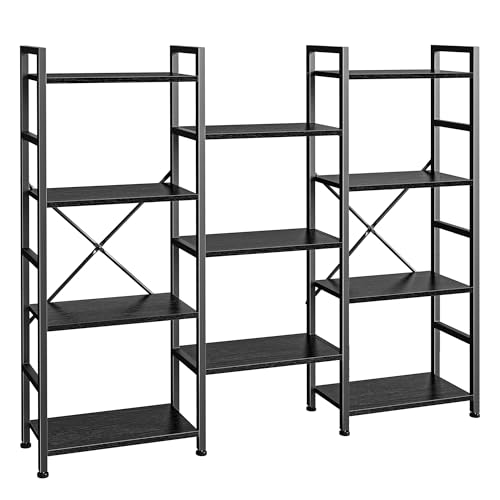 4 Tier Rustic Brown Bookshelf with 11 Open Shelves Z6414
