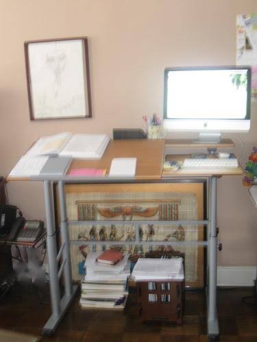 Medium Oak Height-Adjustable Drafting Table R2911