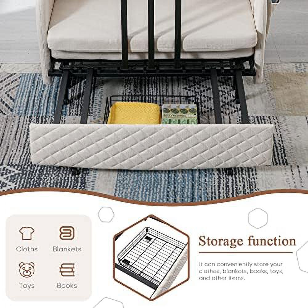 Linen Loveseat Sleeper Sofa with Pull-Out Bed K4524