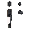 Aged Bronze Double Cylinder Handleset with Plymouth Interior Knob G375